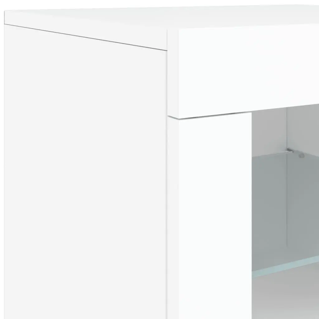 Side Cabinet with RGB LED Lights Storage Unit White Engineered Wood 2 pcs