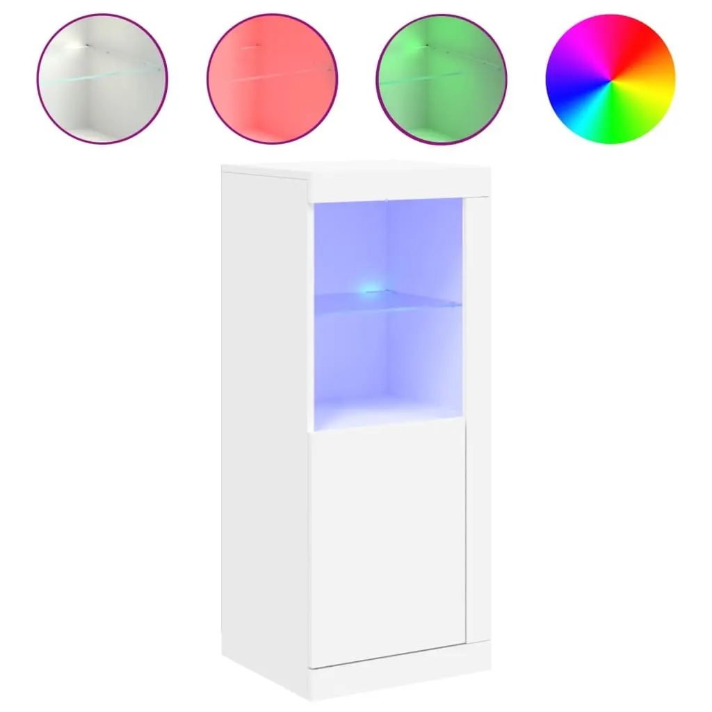 Sideboard Storage Cabinet Engineered Wood 41x37x100cm White with RGB LED Lights Display Organiser