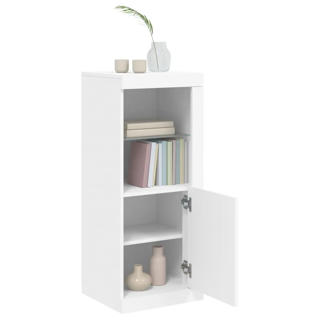 Sideboard Storage Cabinet Engineered Wood 41x37x100cm White with RGB LED Lights Display Organiser