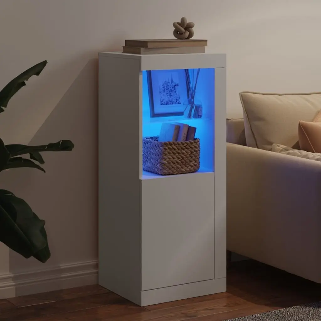 Sideboard Storage Cabinet Engineered Wood 41x37x100cm White with RGB LED Lights Display Organiser