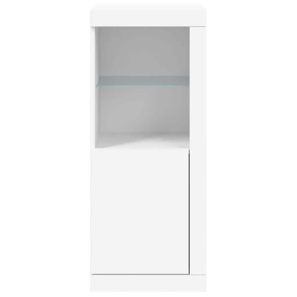 Sideboard Storage Cabinet Engineered Wood 41x37x100cm White with RGB LED Lights Display Organiser