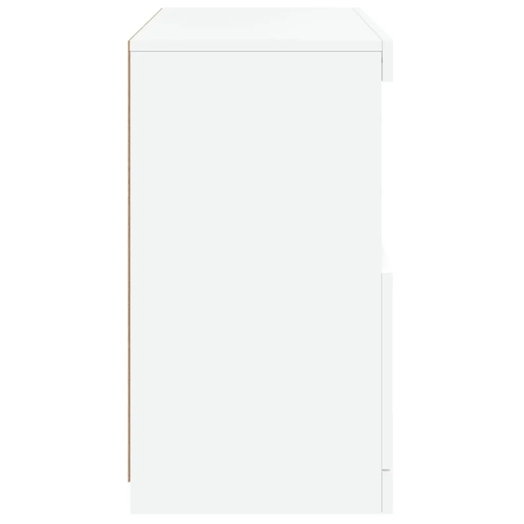 White Sideboard Cabinet Engineered Wood 60W x 37D x 67H cm with RGB LED Lights Storage Furniture