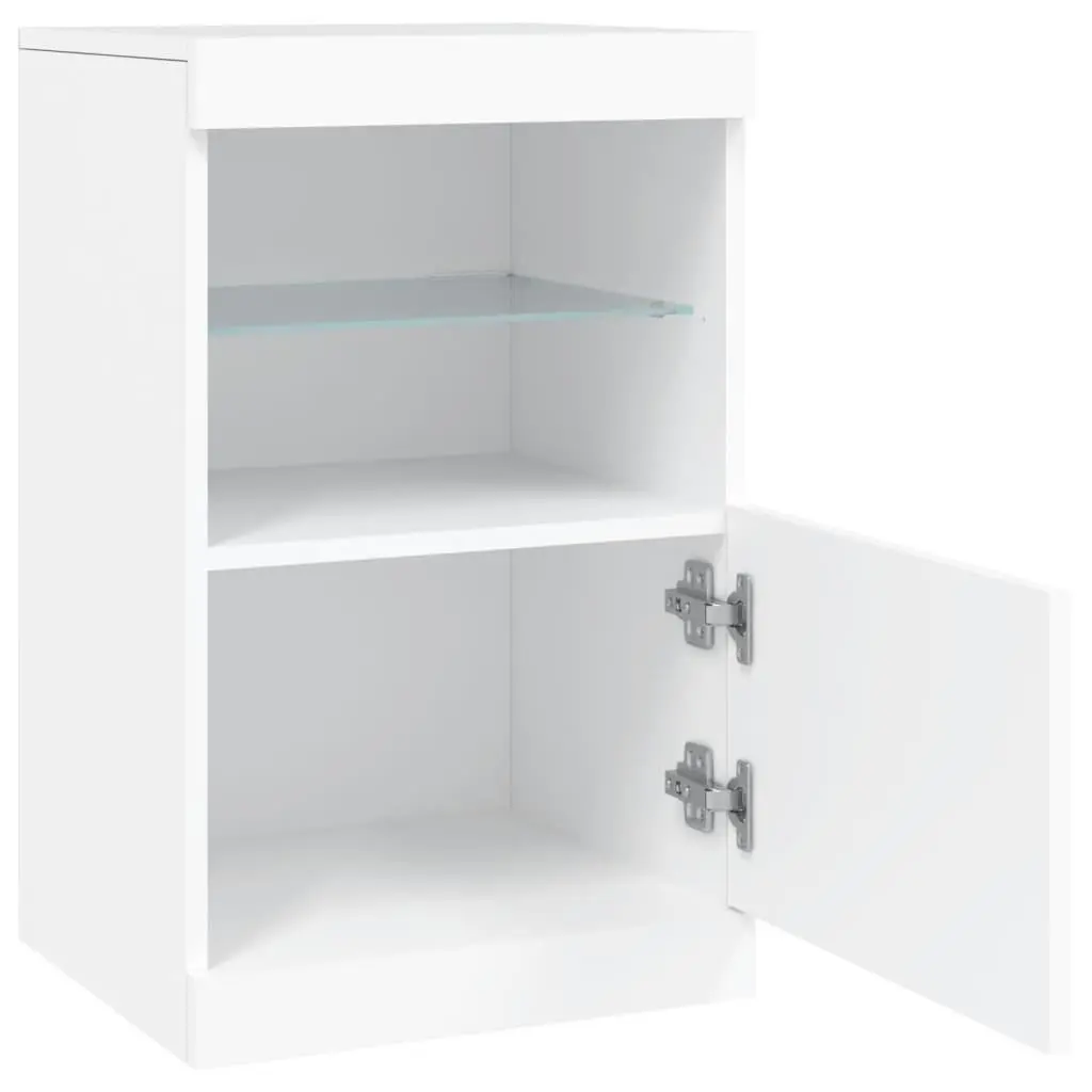 White Sideboard Storage Cabinet with RGB LED Lights Modern Buffet Display