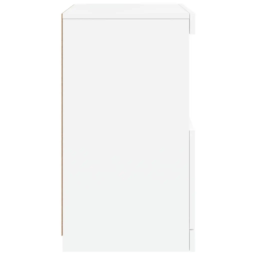 White Sideboard Storage Cabinet with RGB LED Lights Modern Buffet Display