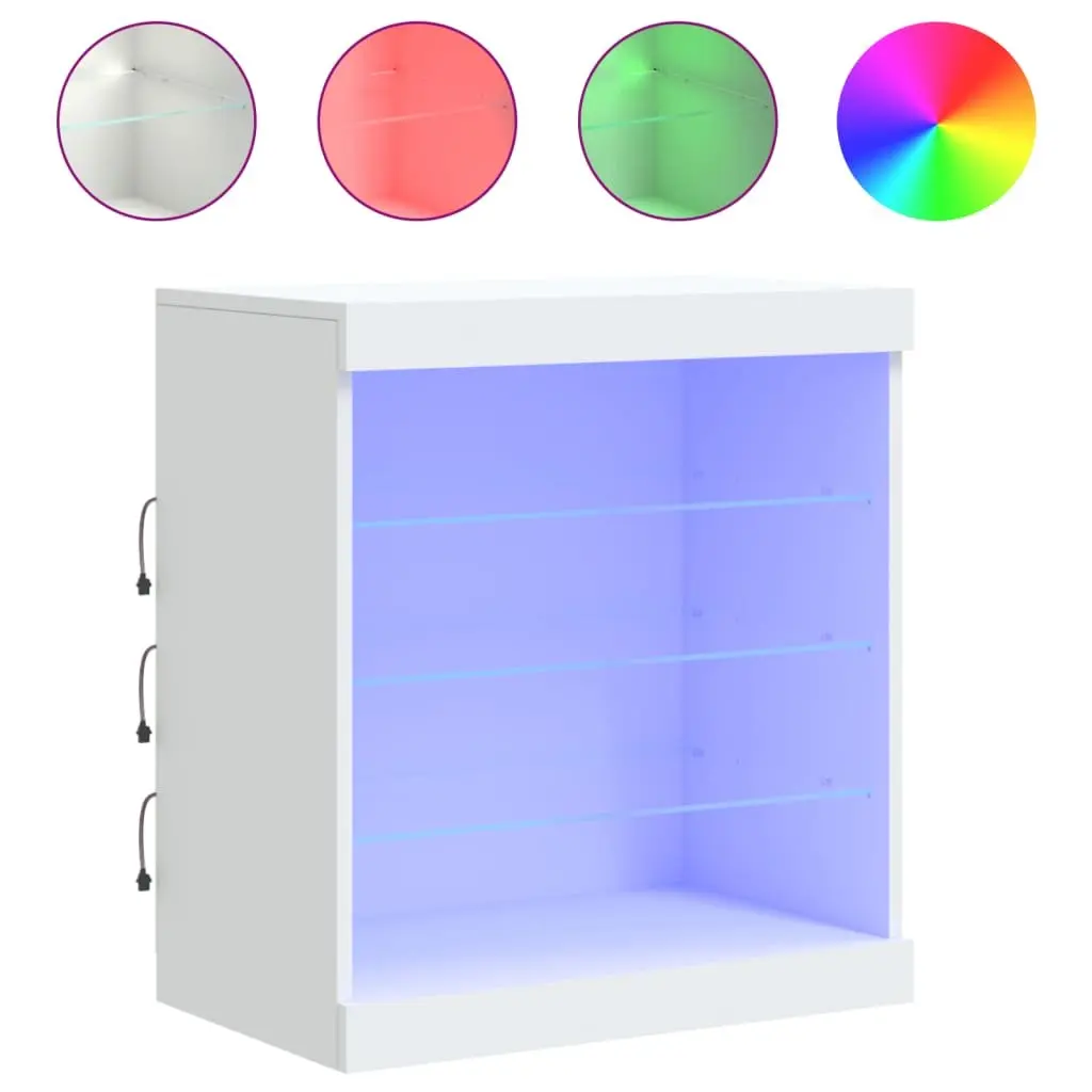 White Engineered Wood Sideboard Cabinet with RGB LED Lights 60.5x37x67cm Storage Buffet