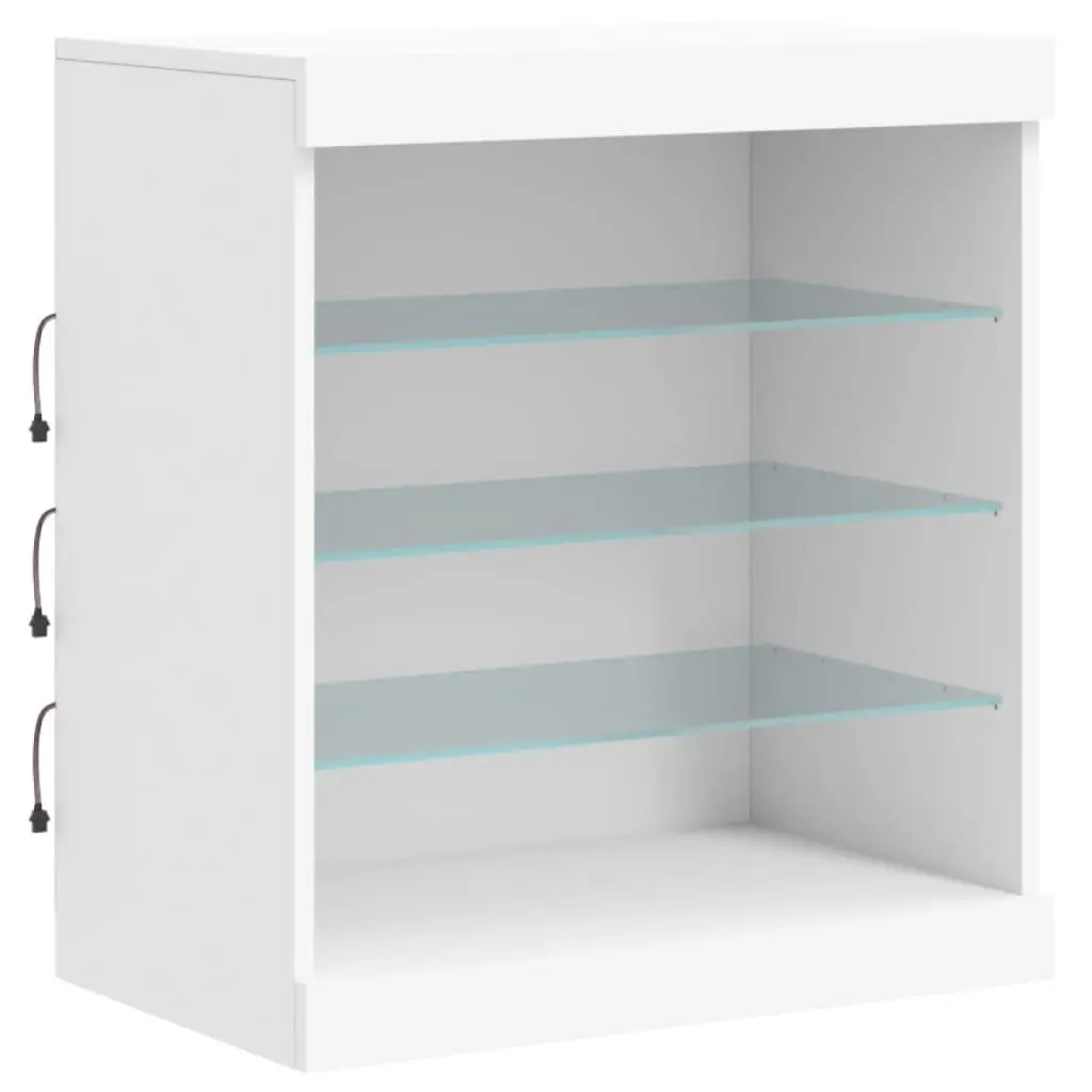 White Engineered Wood Sideboard Cabinet with RGB LED Lights 60.5x37x67cm Storage Buffet