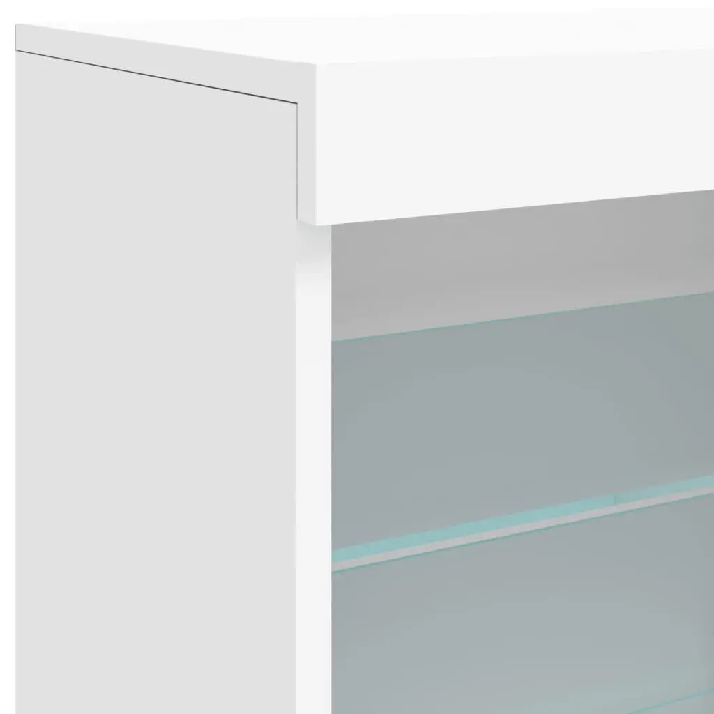 White Engineered Wood Sideboard Cabinet with RGB LED Lights 60.5x37x67cm Storage Buffet
