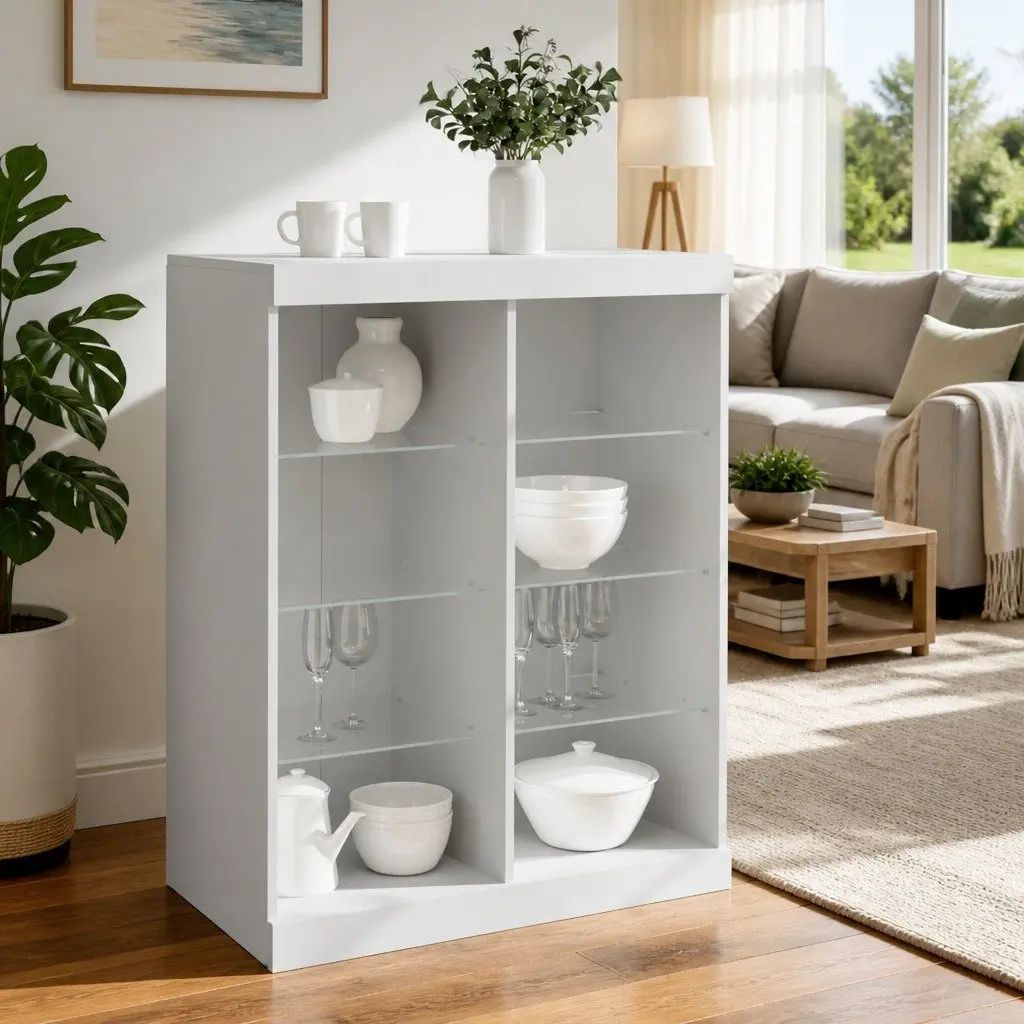 Sideboard Engineered Wood 81x37x100cm White with RGB LED Lights