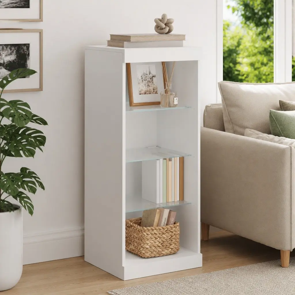 White Sideboard Cabinet with Adjustable LED Lighting