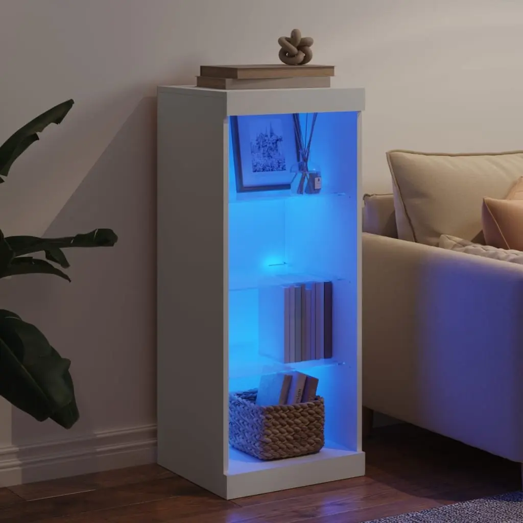 White Sideboard Cabinet with Adjustable LED Lighting