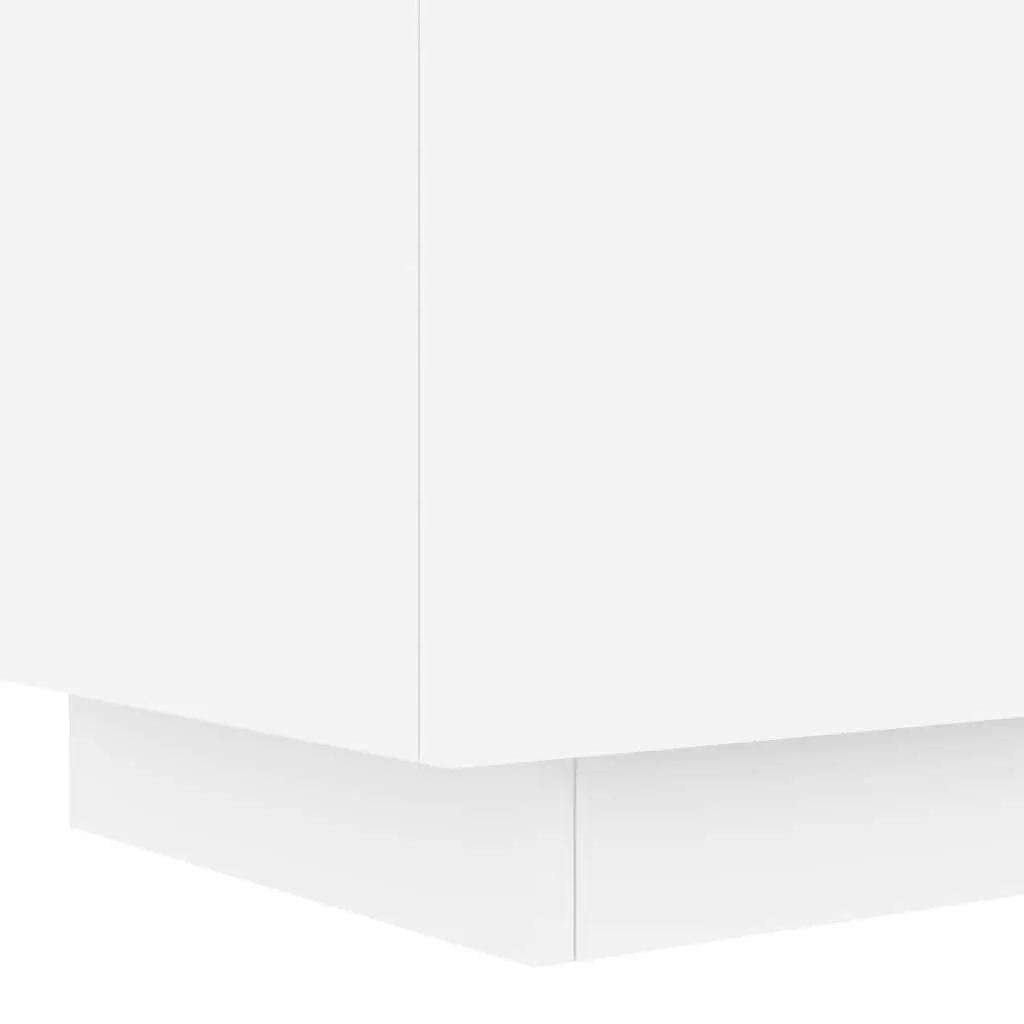 Bedside Cabinet with RGB LED Lights White Engineered Wood Nightstand Drawers