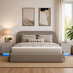 Bedside Cabinet Set with Organised Storage and LED Lighting