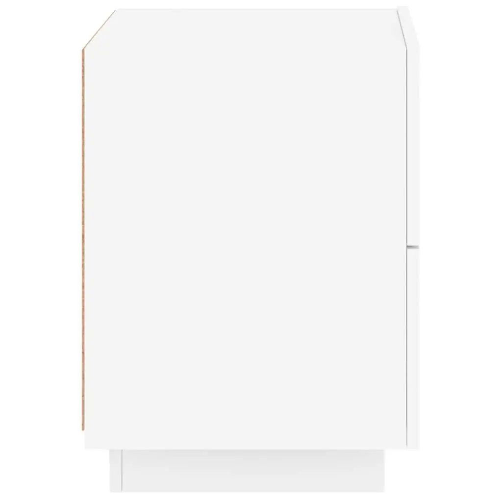 White Bedside Cabinet Set 2 Piece Engineered Wood with RGB LED Lights for Organized Storage