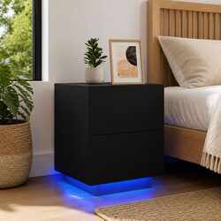 Black Nightstand with RGB LED Lighting
