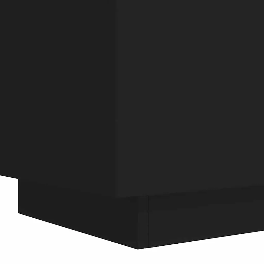 Bedside Cabinet Engineered Wood Black 2 Drawer with RGB LED Lights