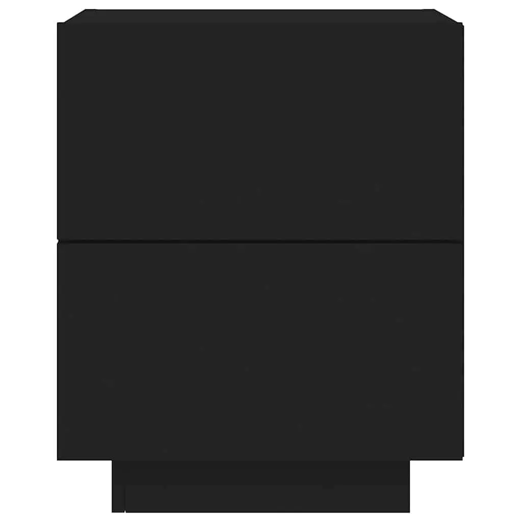 Black Bedside Cabinets 2 Pieces with RGB LED Lights Engineered Wood Storage Nightstand Drawers