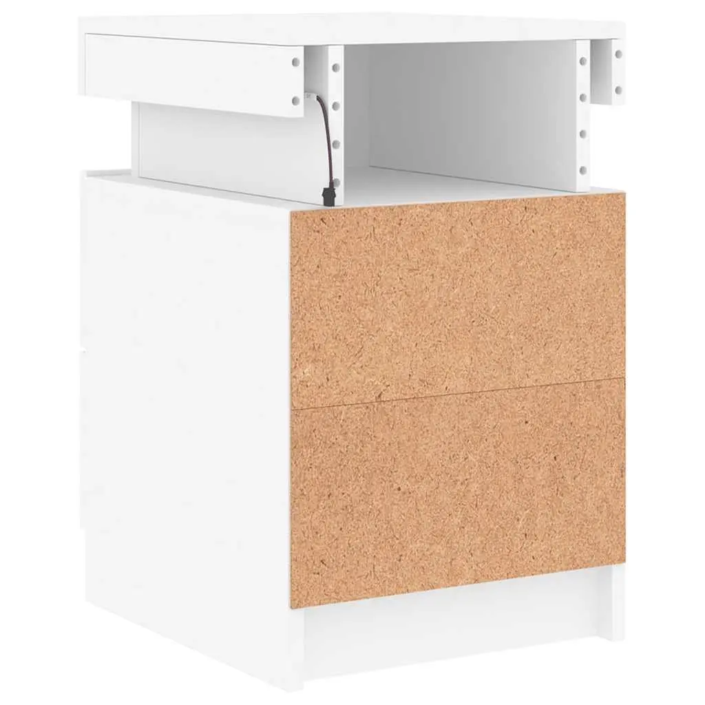 Bedside Cabinet with RGB LED Lights Modern Storage White 35x39x55cm
