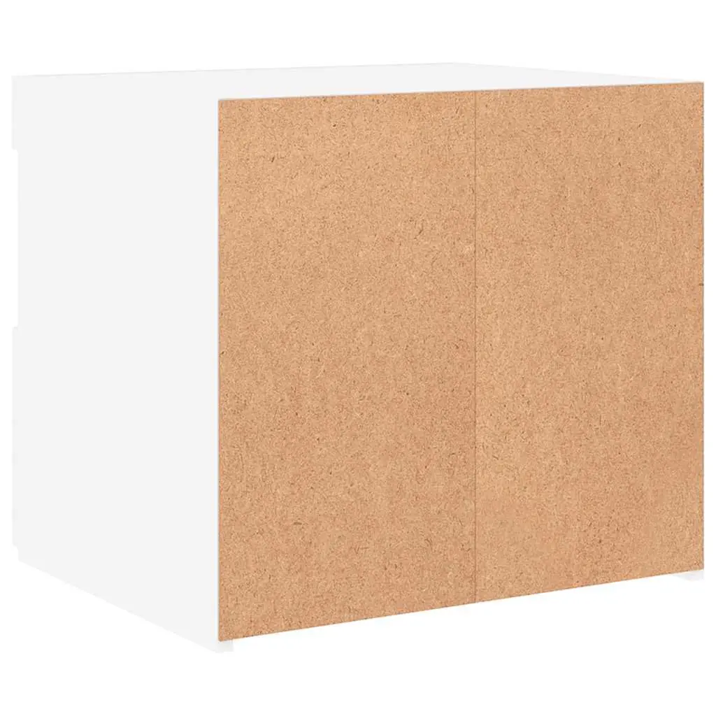 Bedside Table Engineered Wood 50W x 40D x 45H cm White with RGB LED Lights 2 pcs