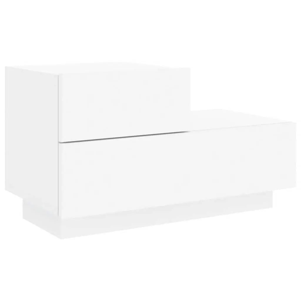 Bedside Cabinet Engineered Wood 70x36x40.5cm White with RGB LED Lights