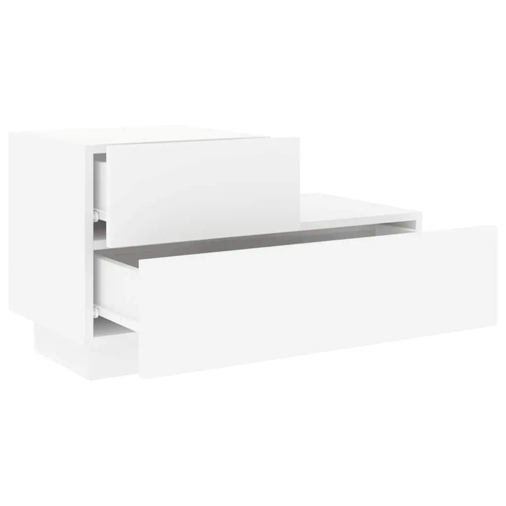Bedside Cabinet Engineered Wood 70x36x40.5cm White with RGB LED Lights