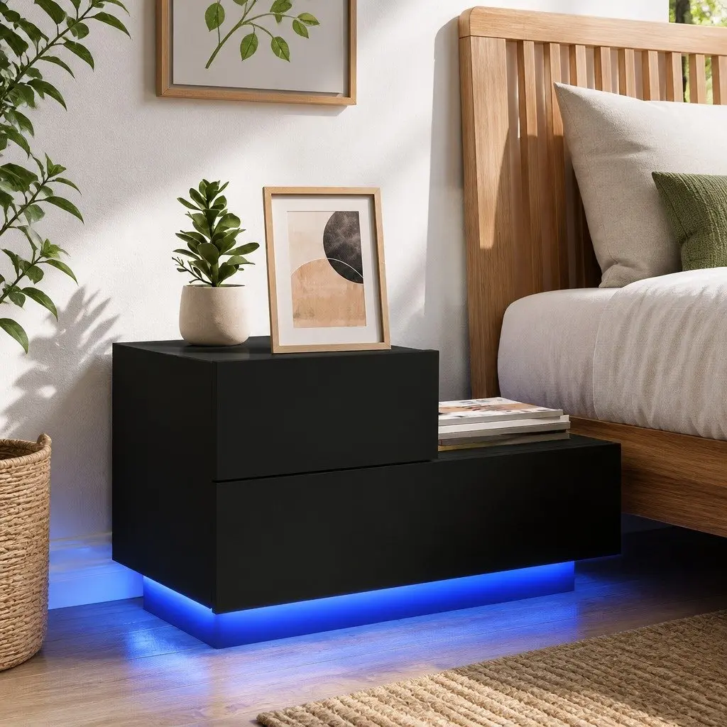 Bedside Cabinet Engineered Wood 70x36x40.5cm Black