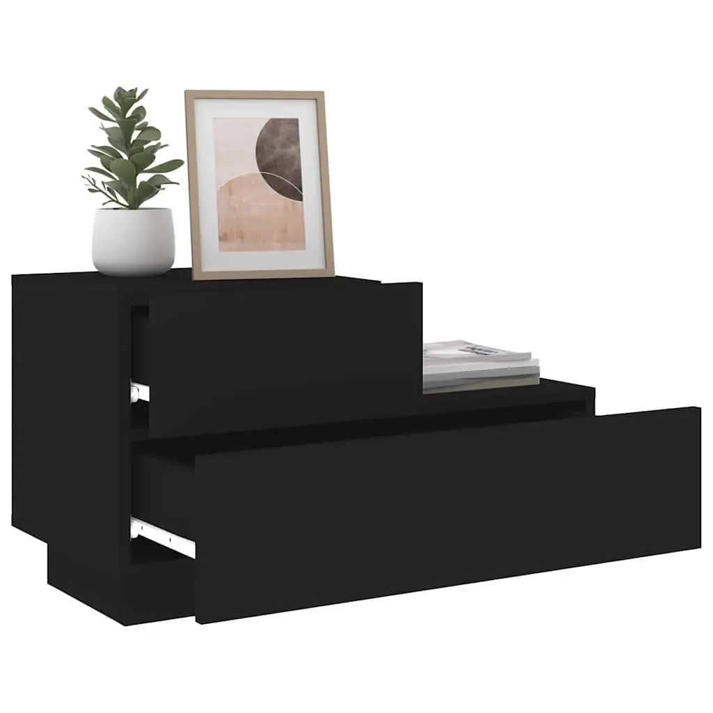 Bedside Cabinet Engineered Wood 70x36x40.5cm Black