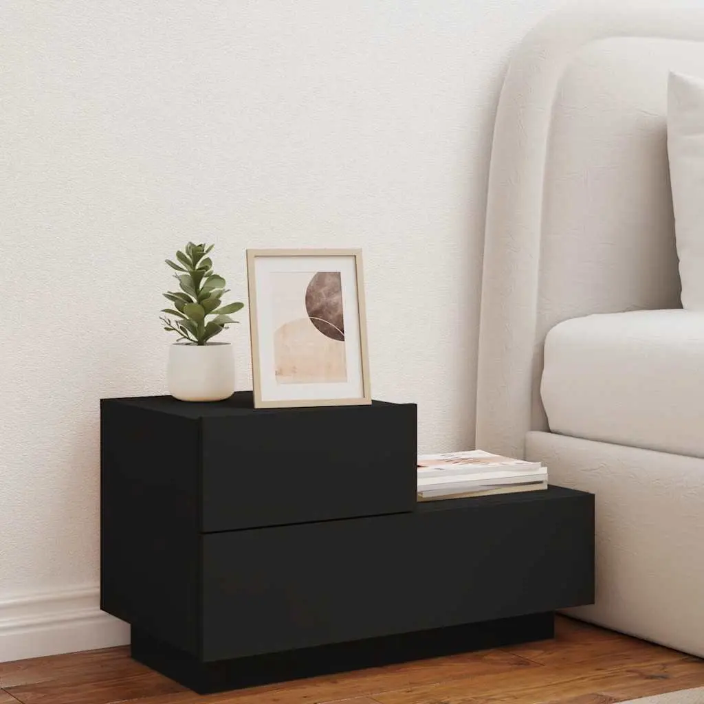 Bedside Cabinet Engineered Wood 70x36x40.5cm Black