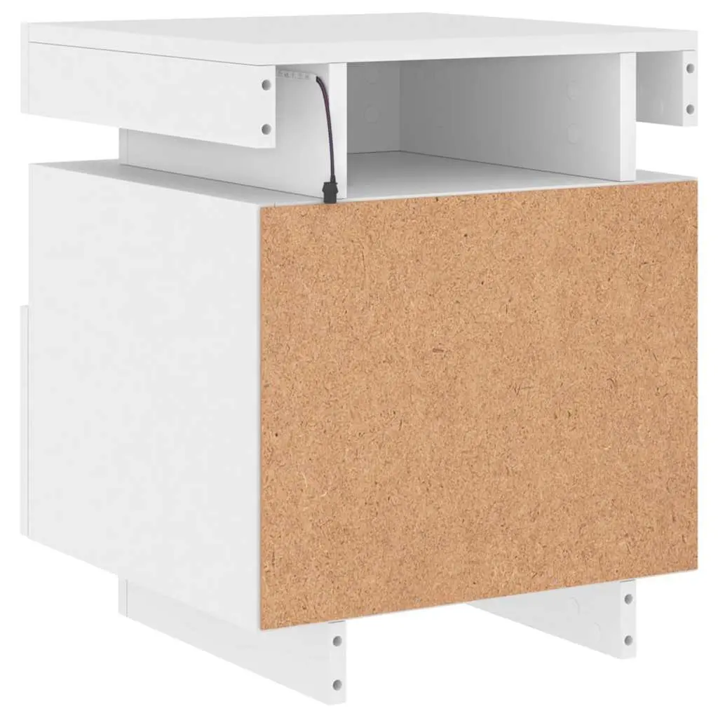 Bedside Cabinets Engineered Wood 40 x 39 x 48.5 cm White 2 Pieces with RGB LED Lights
