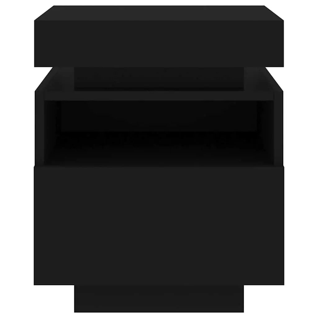 Bedside Cabinets Engineered Wood 40x39x48.5cm Black 2 Pieces with RGB LED Lights