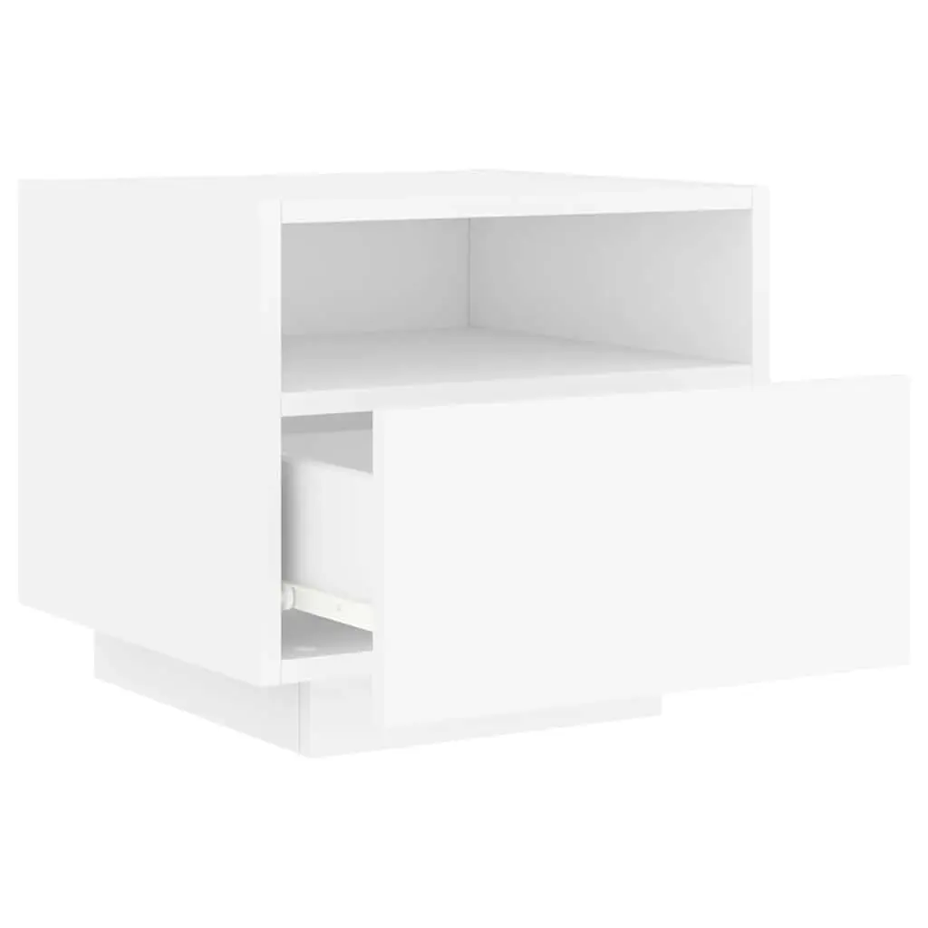 Bedside Table RGB LED Lights Engineered Wood White 40x39x37 cm Set of 2