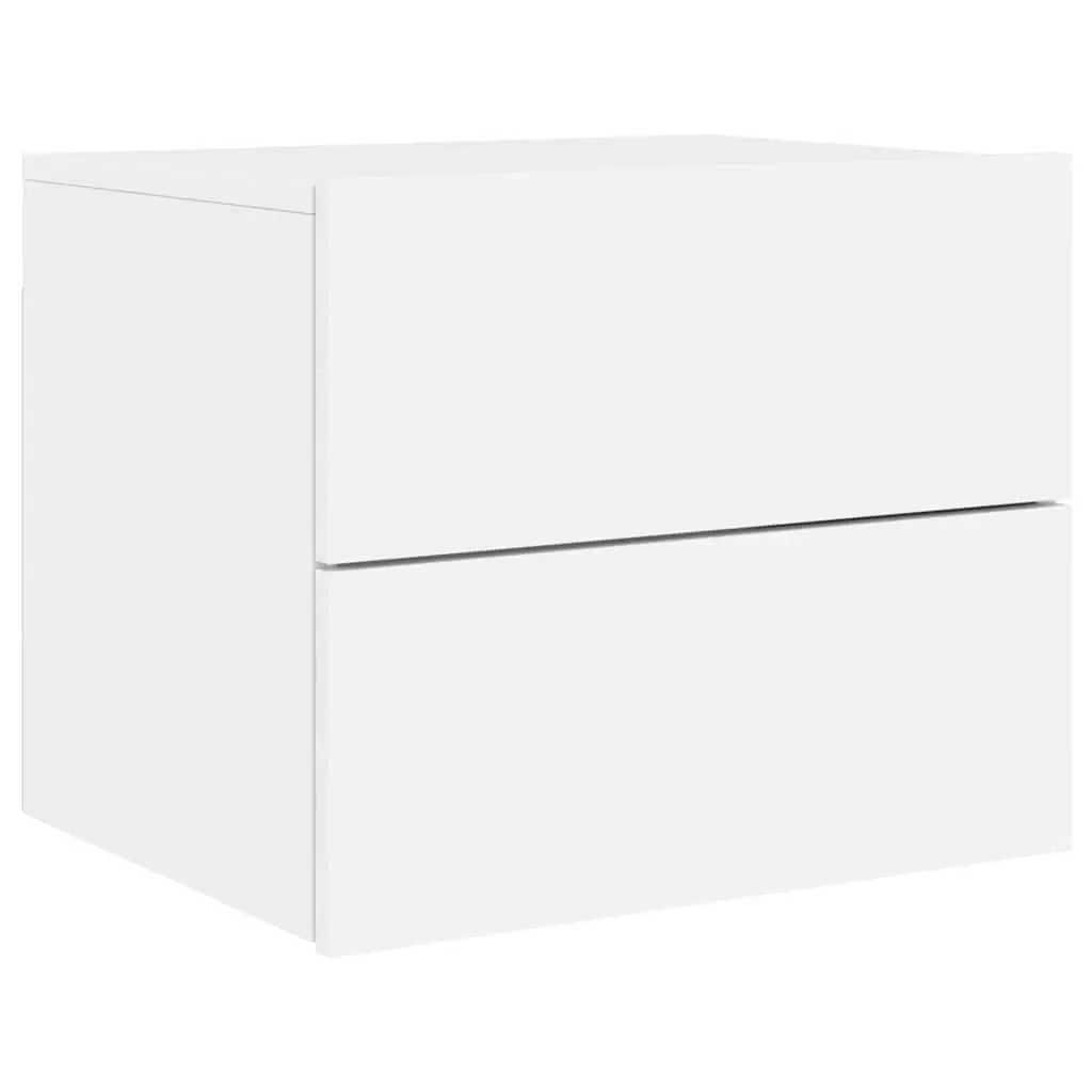 Wall-Mounted Bedside Cabinet Set Engineered Wood 2pc White