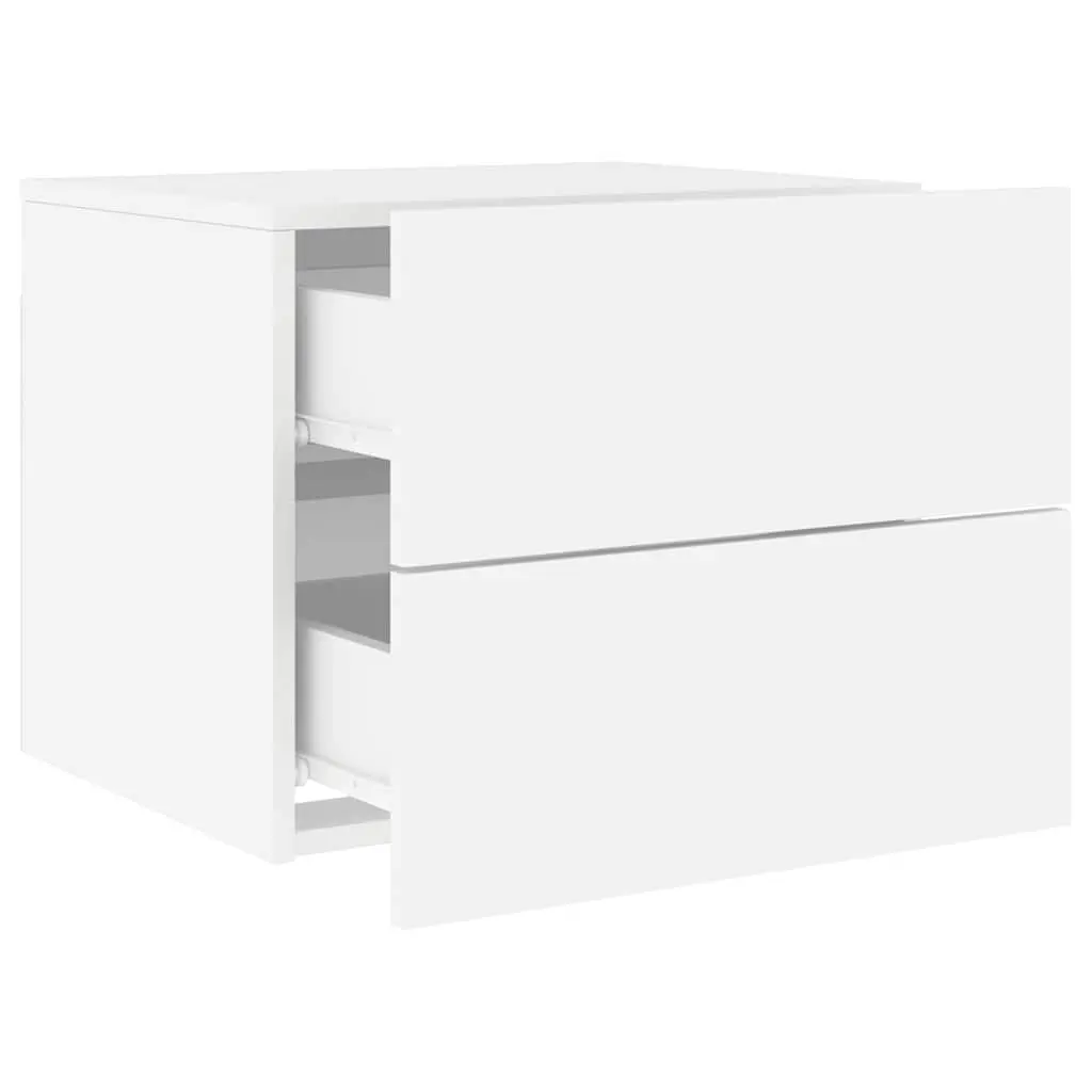 Wall-Mounted Bedside Cabinet Set Engineered Wood 2pc White