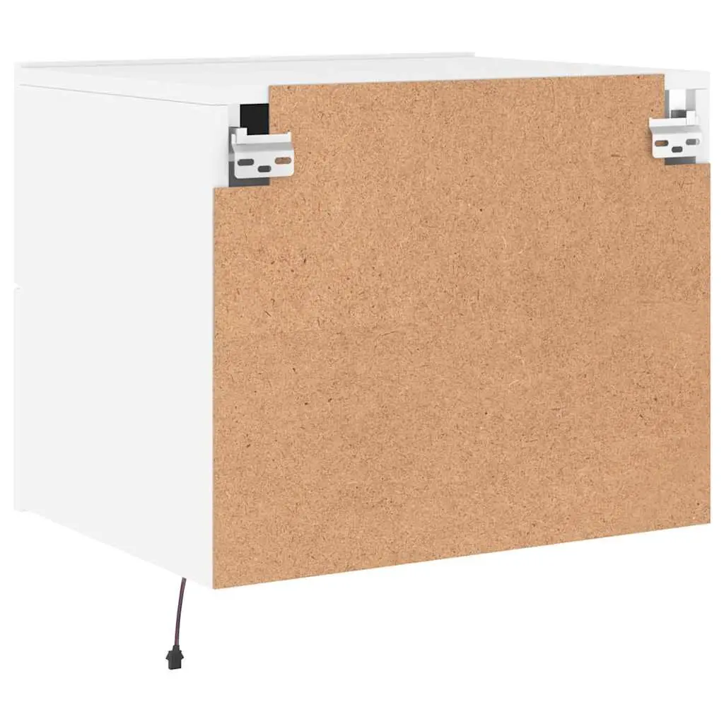 Wall-Mounted Bedside Cabinet Set Engineered Wood 2pc White