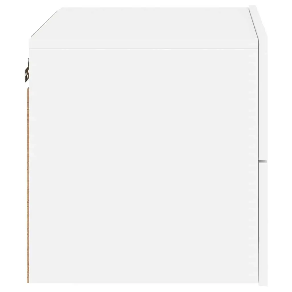 Wall-Mounted Bedside Cabinet Set Engineered Wood 2pc White