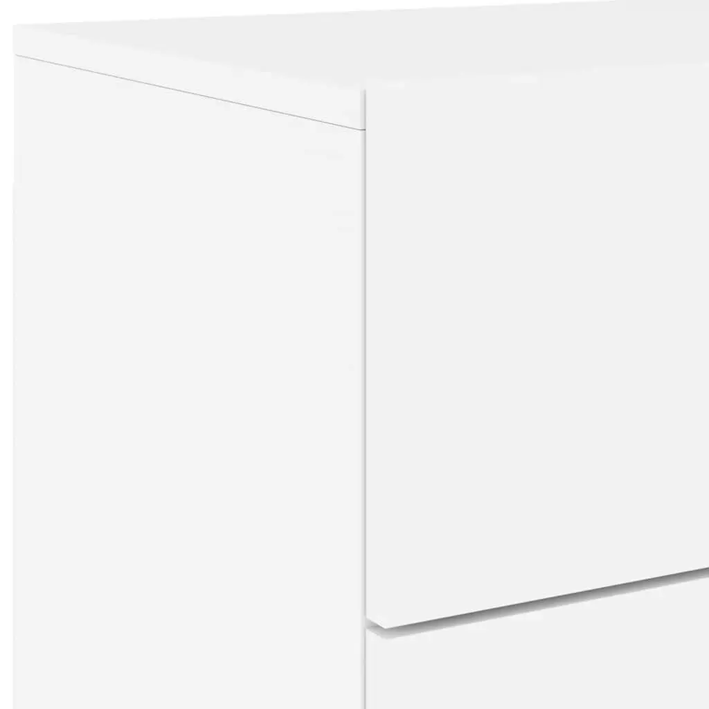 Wall-Mounted Bedside Cabinet Set Engineered Wood 2pc White