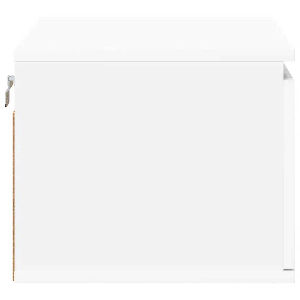 Wall-mounted Bedside Cabinet Engineered Wood White with RGB LED Lights