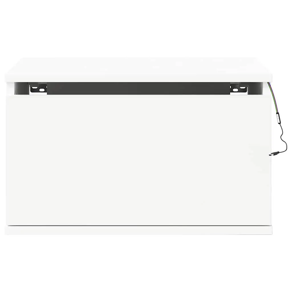 Wall-mounted Floating Storage Cabinet Engineered Wood White RGB LED Lights 2 Piece