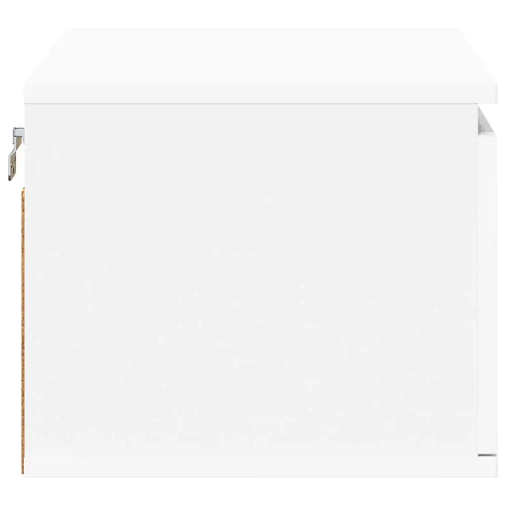 Wall-mounted Floating Storage Cabinet Engineered Wood White RGB LED Lights 2 Piece