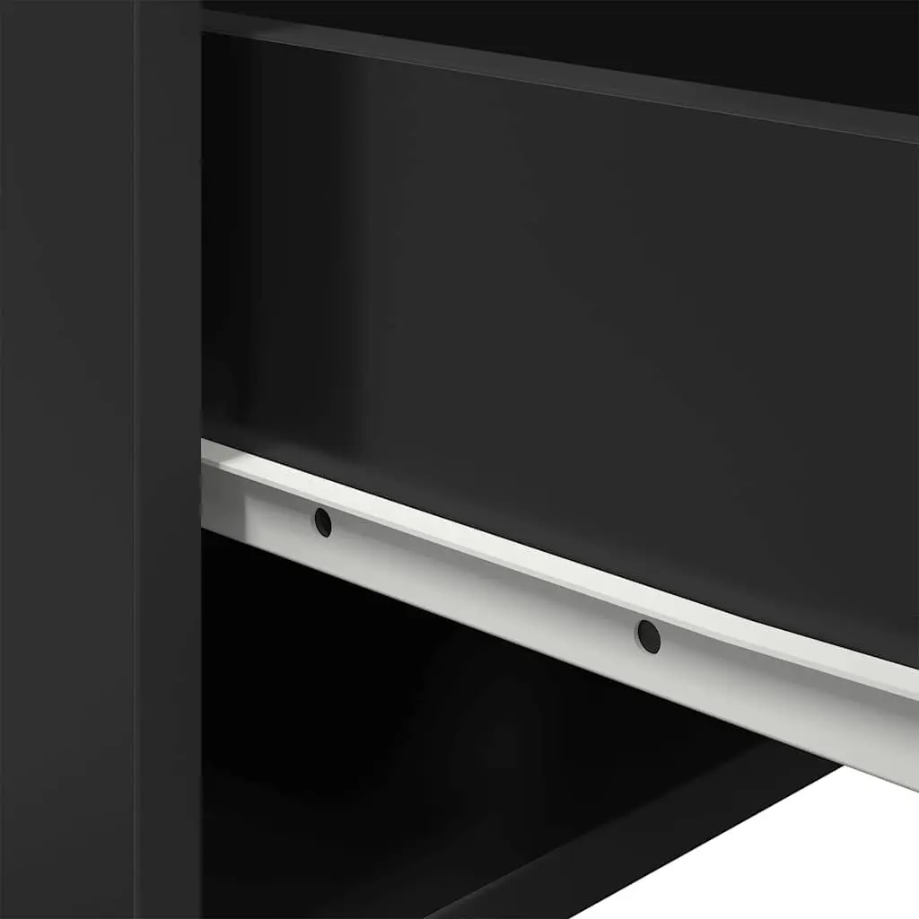 Wall-mounted Bedside Cabinets Engineered Wood 2 pcs Black Floating Storage with RGB LED Lights
