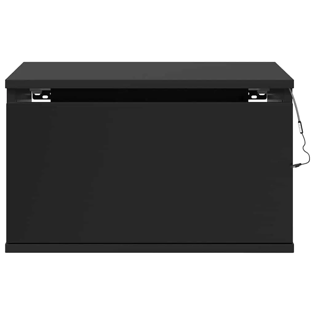 Wall-mounted Bedside Cabinets Engineered Wood 2 pcs Black Floating Storage with RGB LED Lights