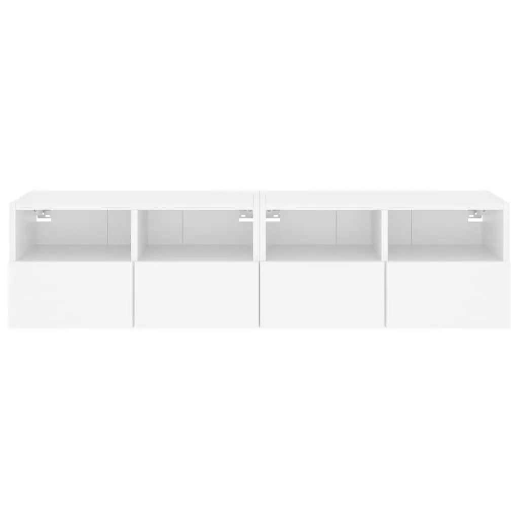 TV Wall Cabinet Engineered Wood 60x30x30cm White Floating Storage Unit with Shelves and Door 2 Piece