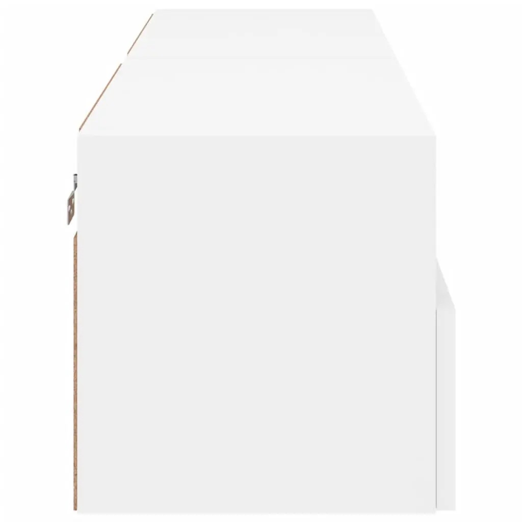 TV Wall Cabinet Engineered Wood 60x30x30cm White Floating Storage Unit with Shelves and Door 2 Piece