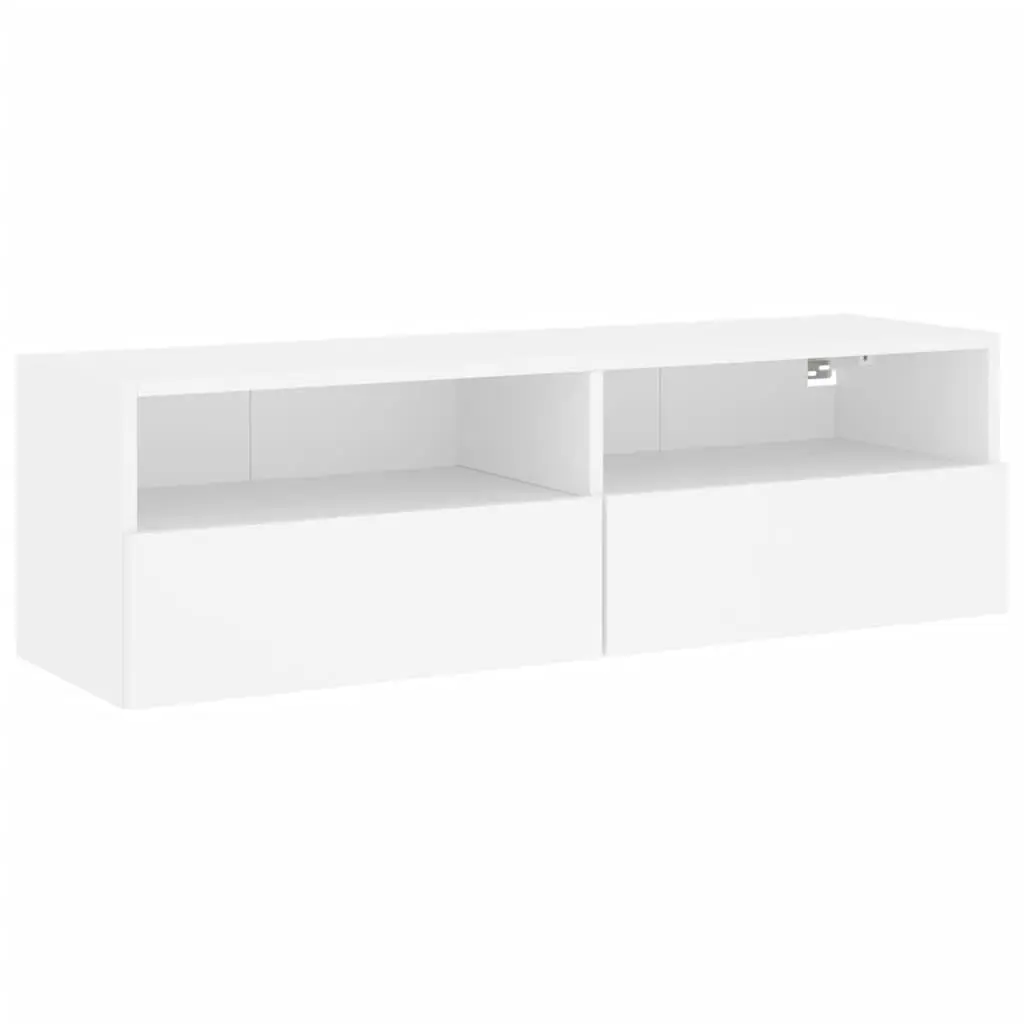 TV Wall Cabinet Engineered Wood 100cm White Floating Media Unit Storage Shelves Wall-Mounted