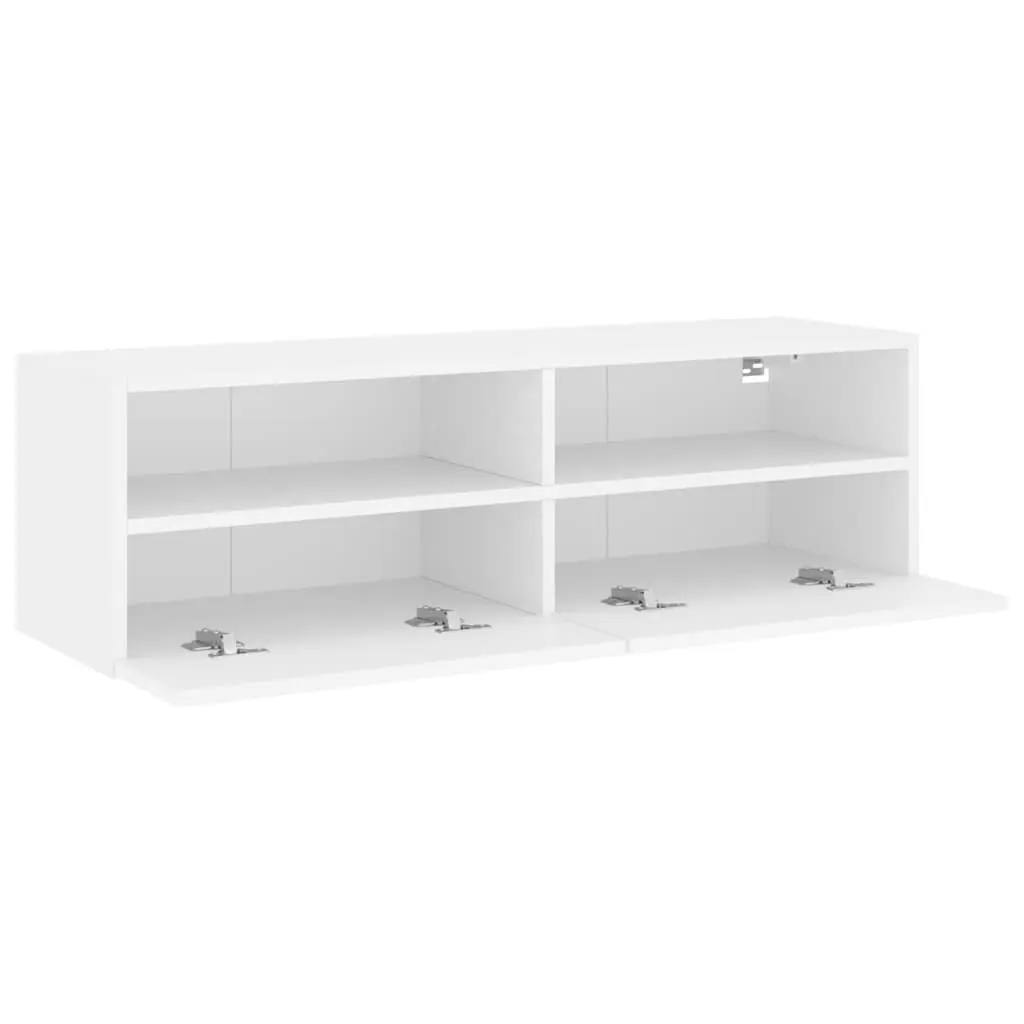 TV Wall Cabinet Engineered Wood 100cm White Floating Media Unit Storage Shelves Wall-Mounted