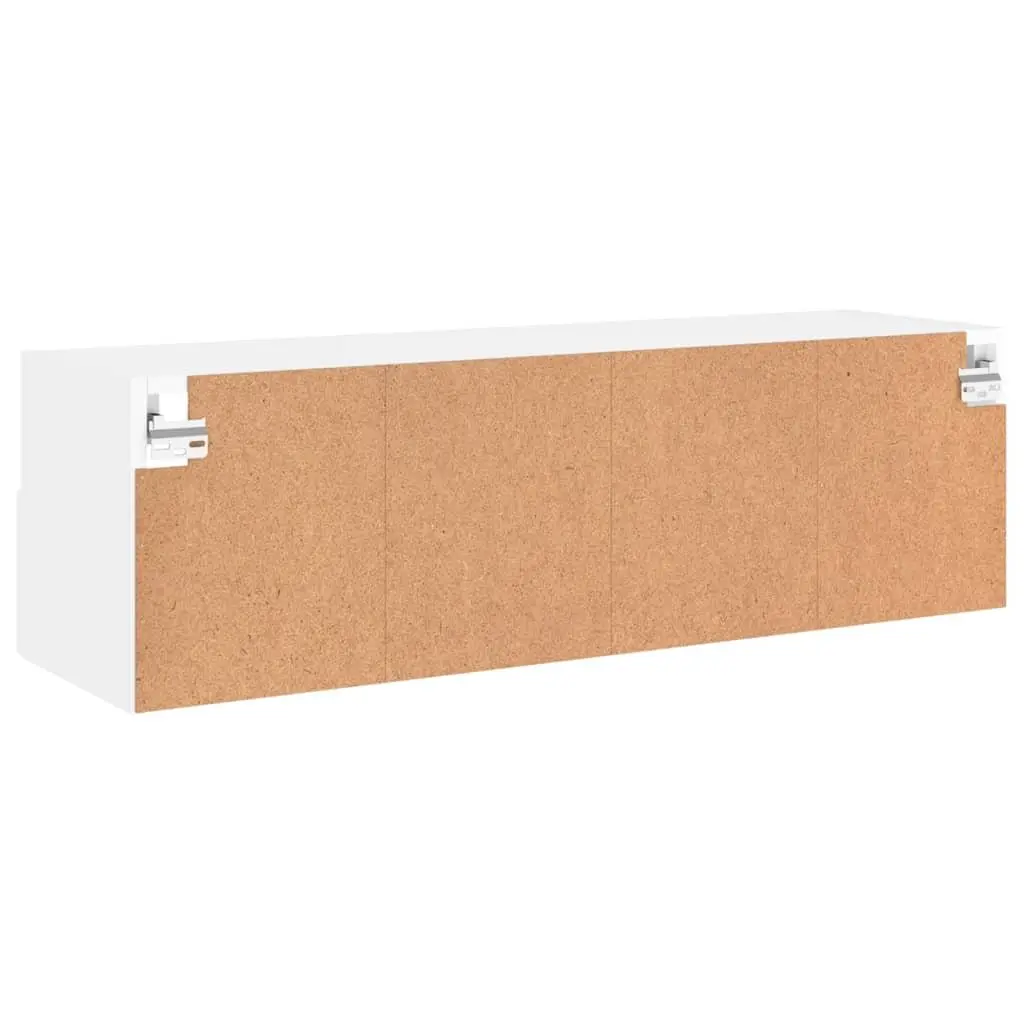 TV Wall Cabinet Engineered Wood 100cm White Floating Media Unit Storage Shelves Wall-Mounted