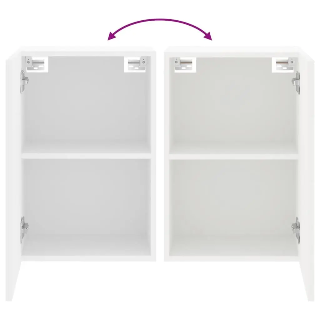 TV Wall Cabinets 2pcs White Floating Wall-Mounted Storage Units 40.5x30x60cm