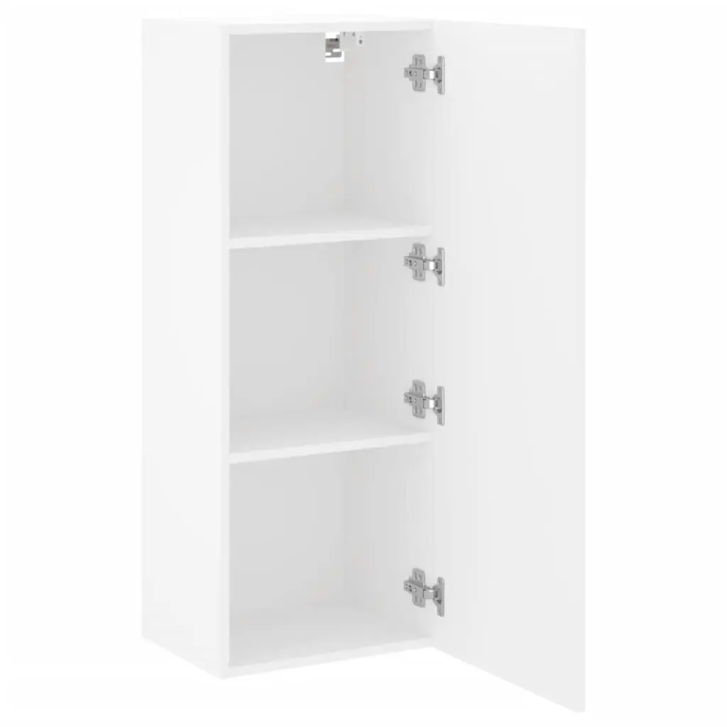 TV Wall Cabinet Engineered Wood Wall-Mounted Storage Organizer White 40.5 x 30 x 102 cm