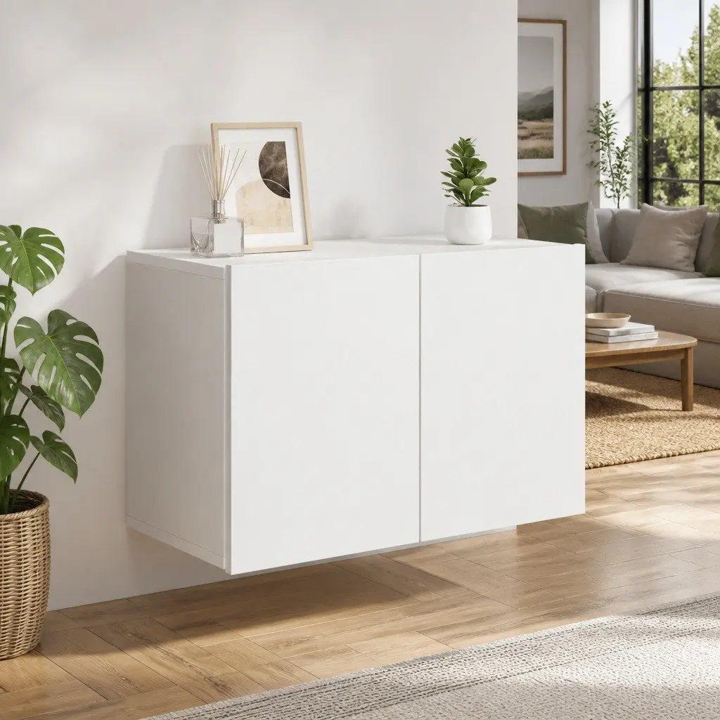 TV Cabinet Wall-mounted Engineered Wood 60x30x41cm White Storage Unit