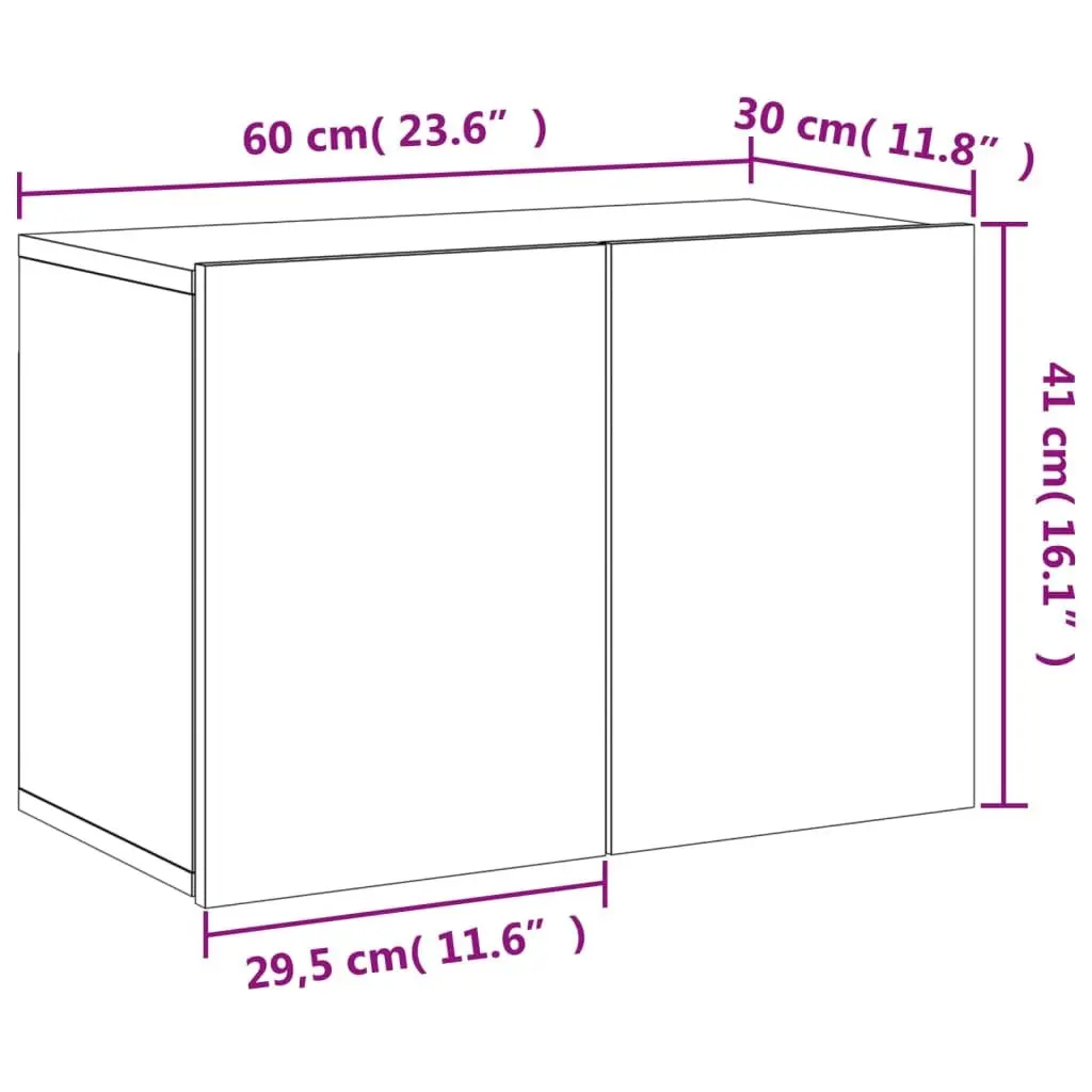 TV Cabinet Wall-mounted Engineered Wood 60x30x41cm White Storage Unit