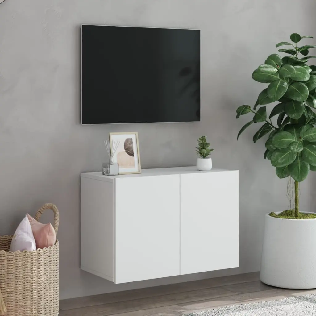 TV Cabinet Wall-mounted Engineered Wood 60x30x41cm White Storage Unit